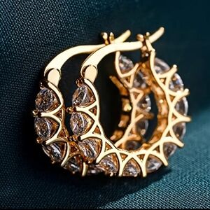 Exquisite design sparkle hoops in gold zircon. We deliver Looks for le…